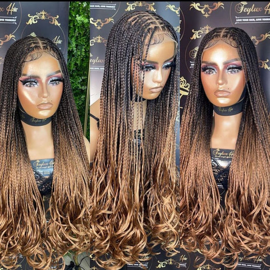 13x4 Ombré Brown Spiral Curls Braids