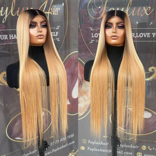 32 inch Blonde Mix Glueless Wig